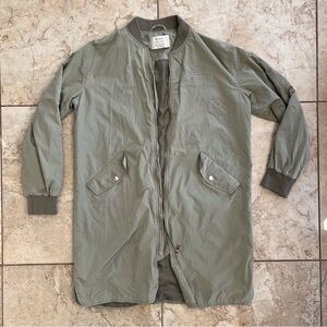 Women’s Olive Green Long Bomber Jacket
